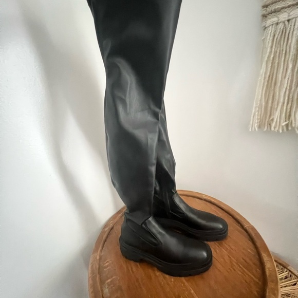 ZARA | Boots Black Above The Knee Moto Style - Picture 3 of 13